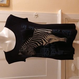 Issi black zebra print top Sz S